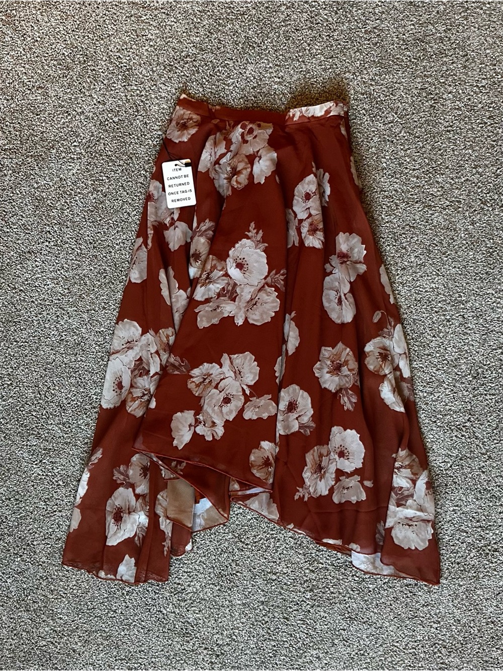 Mia Joy Girls Rust Fall Floral High-Low Skirt 10
